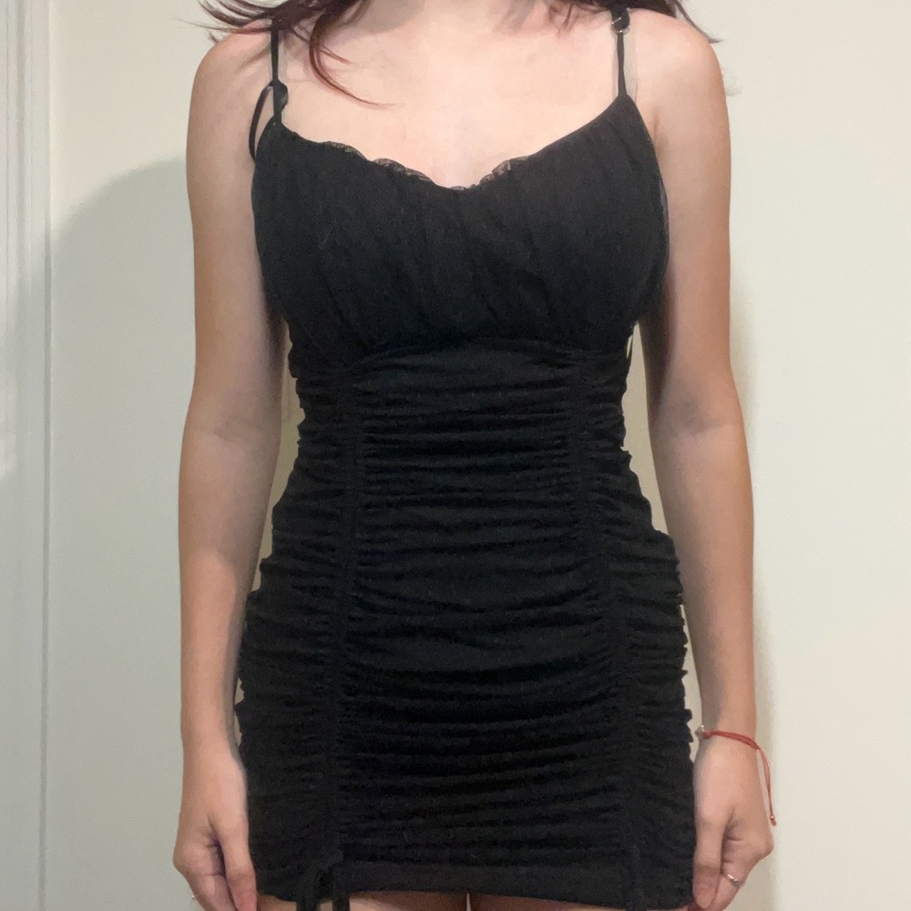 Windsor Black Ruched Mini Dress